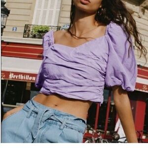 ZARA - Balloon sleeve crop top - lavender - XS